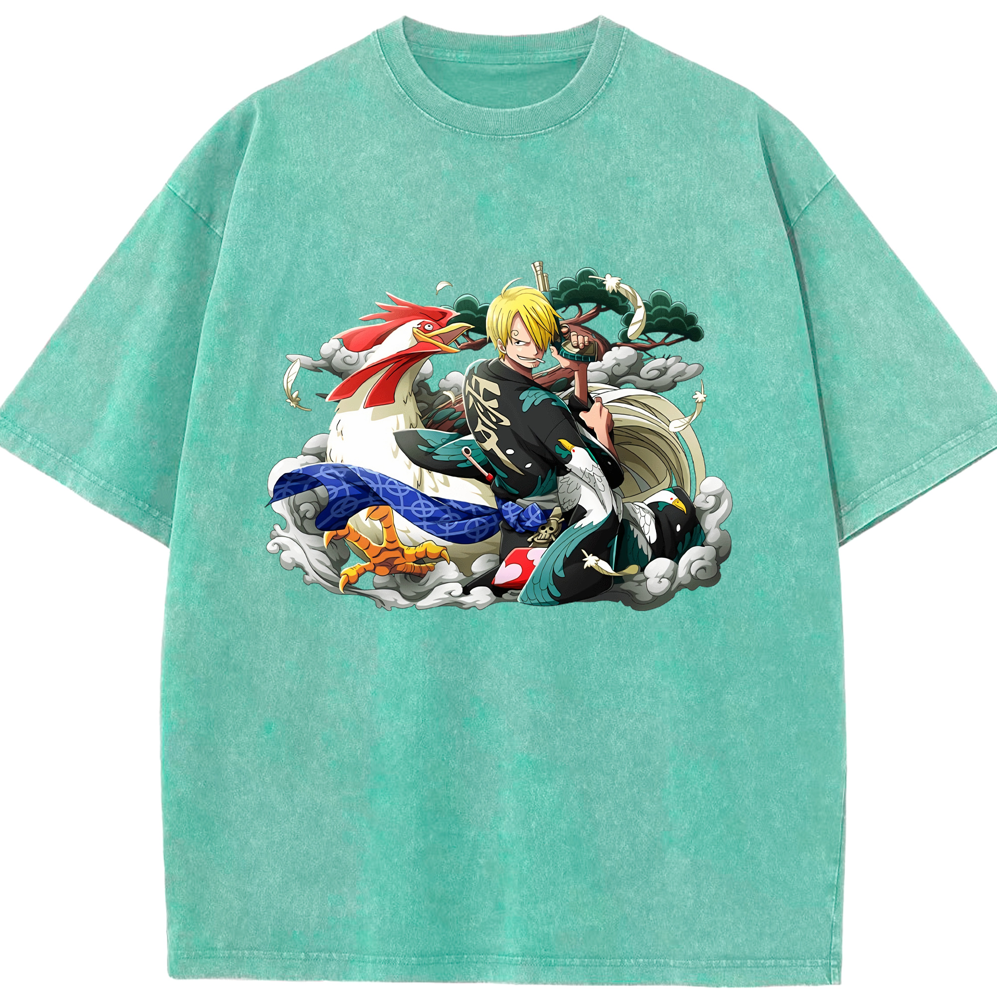 （画像用） ワンピース サンジ ONE PIECE Sanji 綿100% ヴィンテージ風 半袖Tシャツ（フロントプリント）